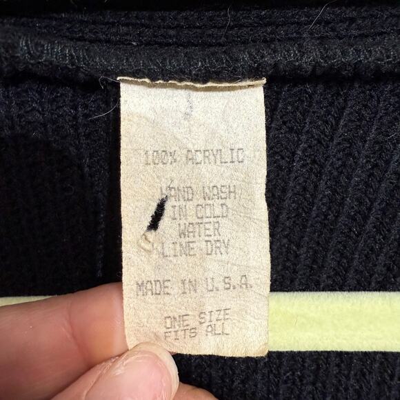 Black Long Line Gold Trim Open Front Vintage Cardigan Sz O/S - Picture 8 of 13